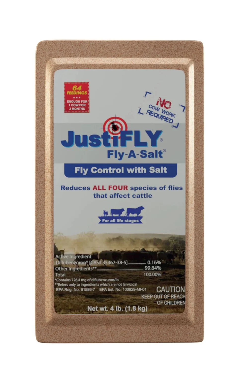 JustiFly Fly-A-Salt Block, 4 lbs - Pet's Shop