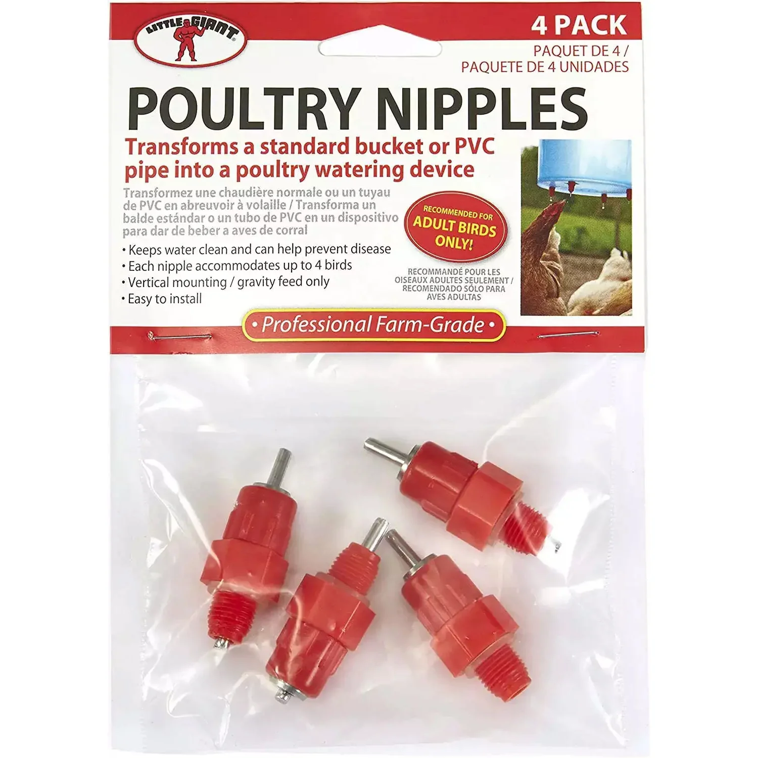 Poultry Nipples, 4 pk, Red - Pet's Shop