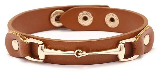Vegan Leather Bracelet with Gold Tone Snaffle Bit - Pet's Shop