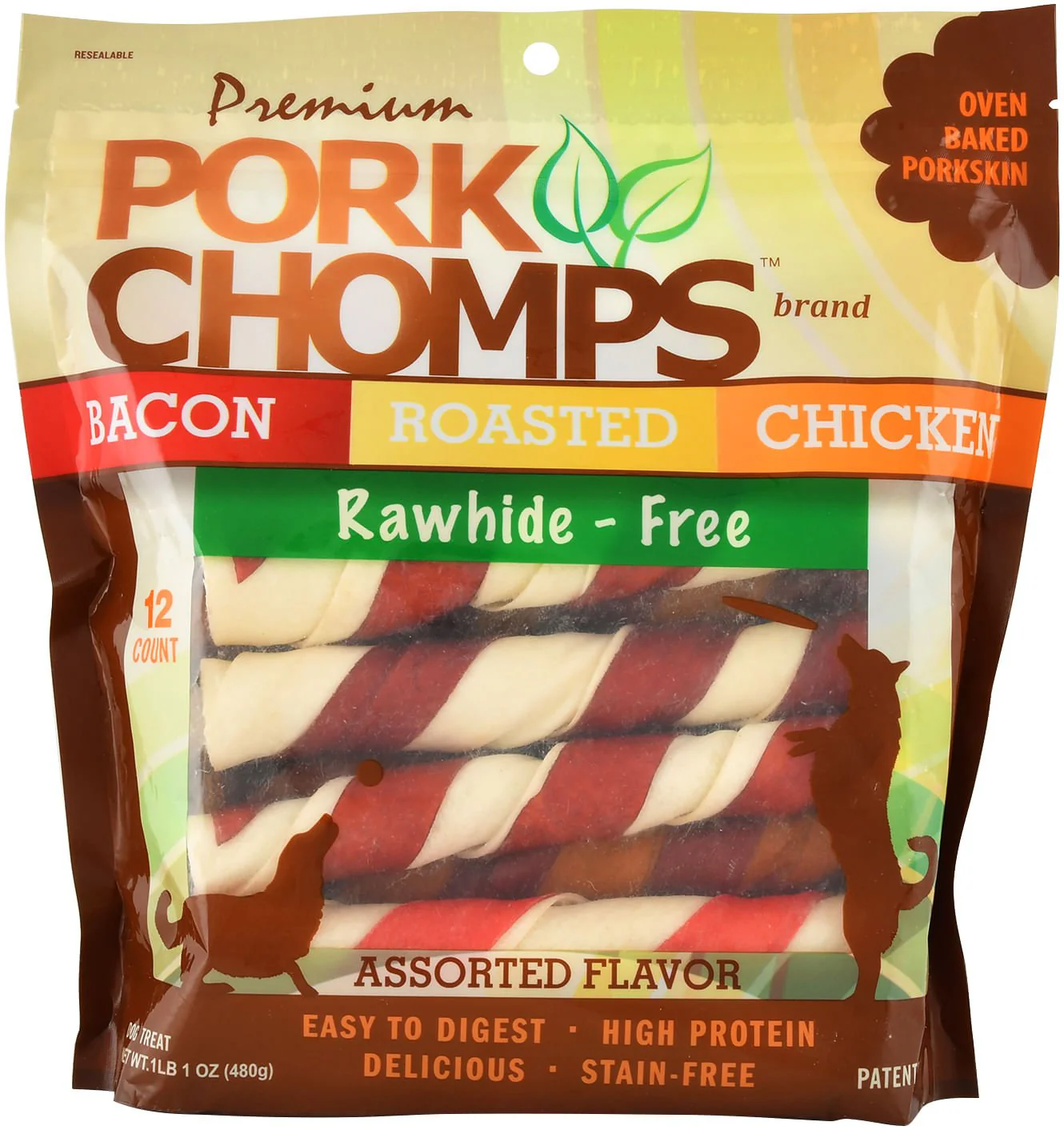 Large Pork Chomps Premium Twists Variety Pack, 12 ct - Pet's Shop