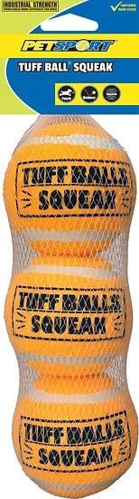 Tuff Ball Squeak, 3 pk, Orange - Pet's Shop