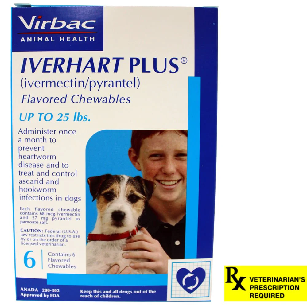 Rx Iverhart Plus (Ivermectin/ Pyrantel) Flavored Chewables for Dogs, 6 Month - Pet's Shop