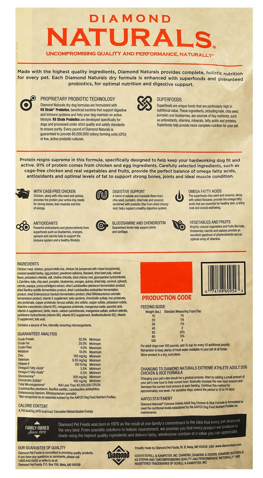 Diamond Naturals Extreme Athlete Adult Dog Food, Chicken & Rice Formula - Pet's Shop