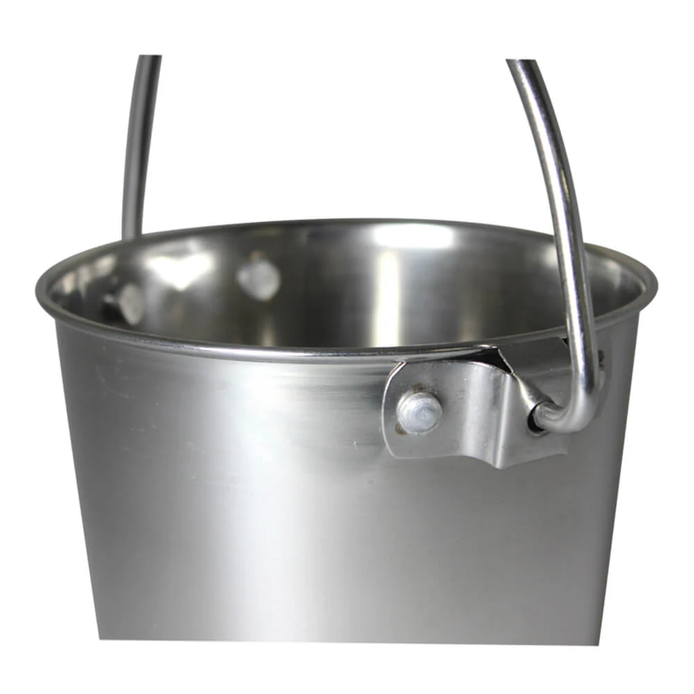 Stainless Steel Pail, Round with Rivets - Pet's Shop