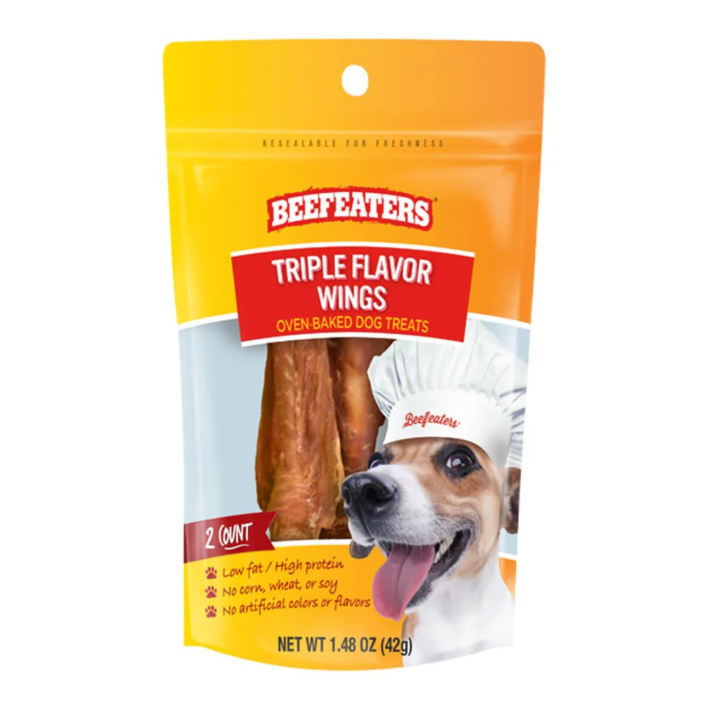 Beefeaters Triple Flavor Wings, 1.48 oz, Case of 12 - Pet's Shop