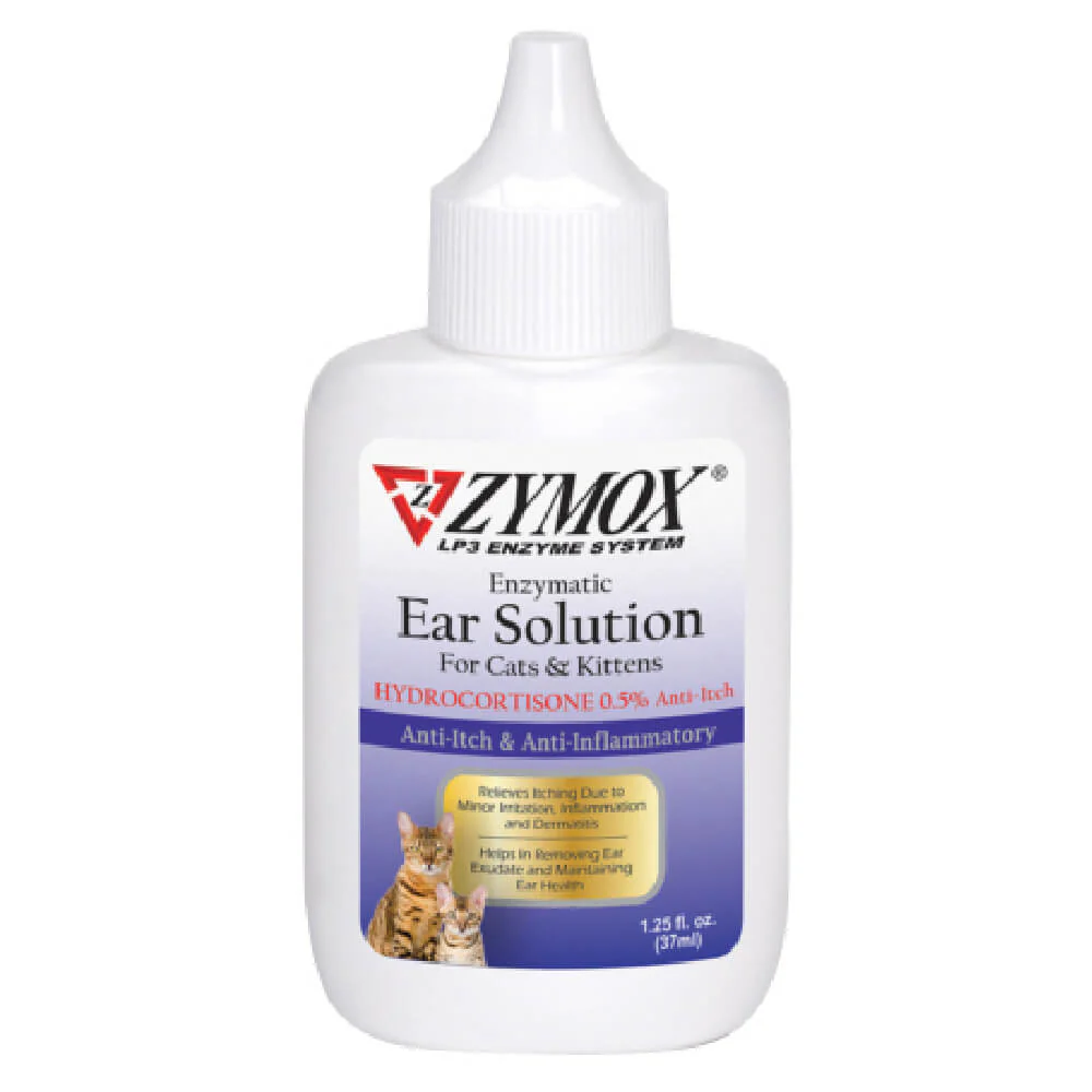 Zymox Cat/Kitten Ear Solution with .5% Hydrocortisone, 1.25 oz - Pet's Shop