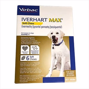 Rx Iverhart Max (ivermectin/pyrantel pamoate/praziquantel) Soft Chews, 6 Soft Chews - Pet's Shop
