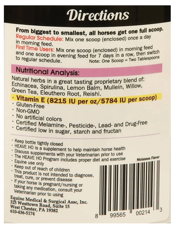 Heave Ho Horse Breathing Supplement, 30 Day Supply - Pet's Shop