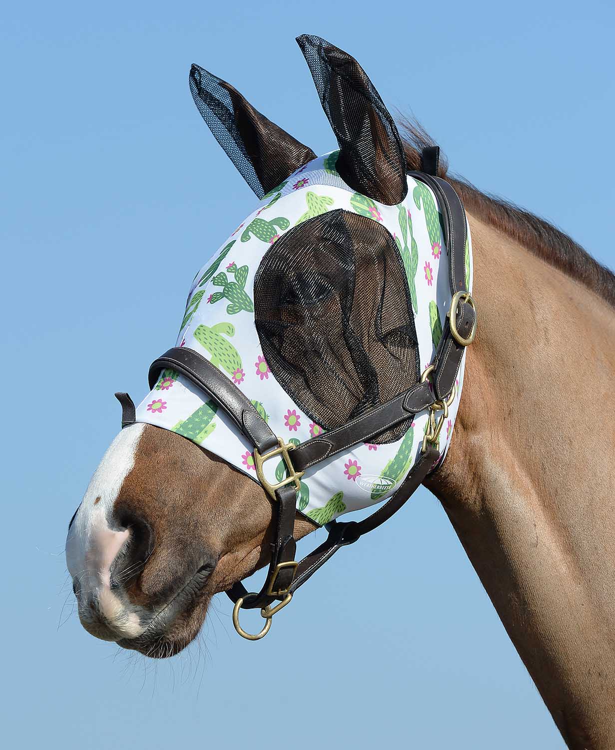 Weatherbeeta Stretch Bug Eye Saver Horse Fly Mask with Ears, Cactus - Pet's Shop