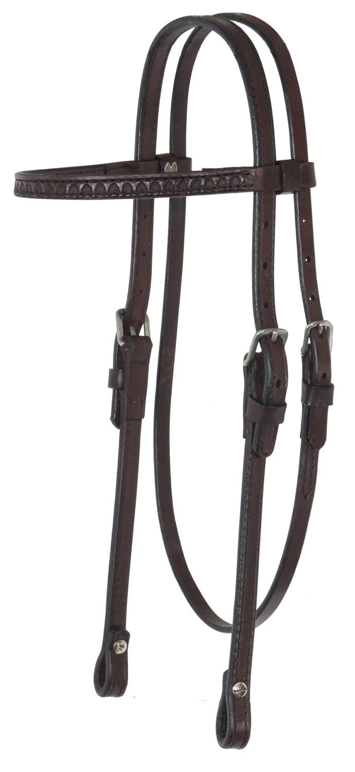 Circle Y Shell Tooled Browband Headstall - Pet's Shop