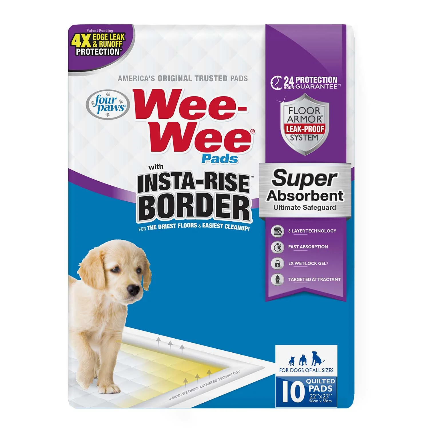 Wee-Wee Super Absorbent Dog Pee Pads with Insta-Rise Border - Pet's Shop