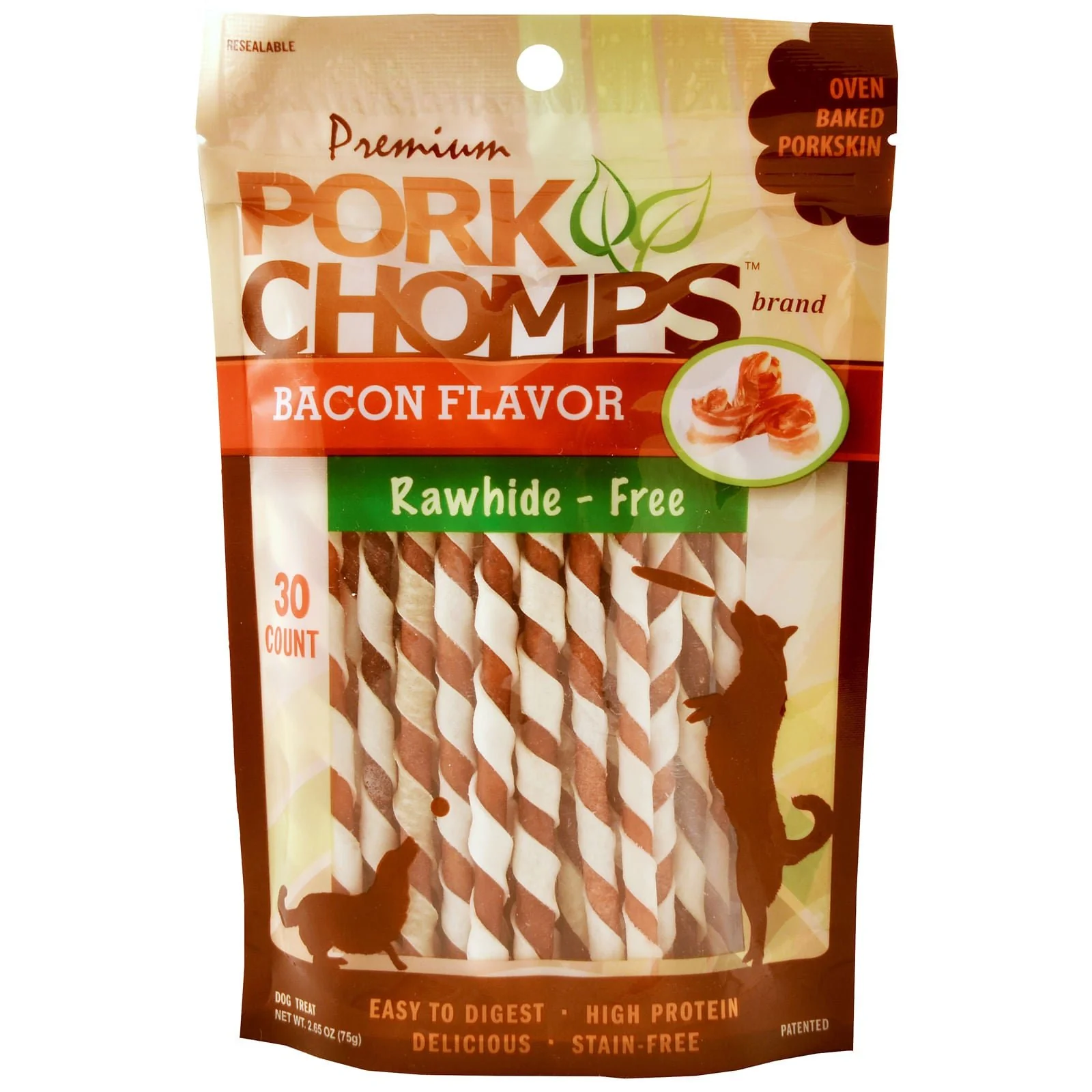 Pork Chomps Twists, Bacon - Pet's Shop