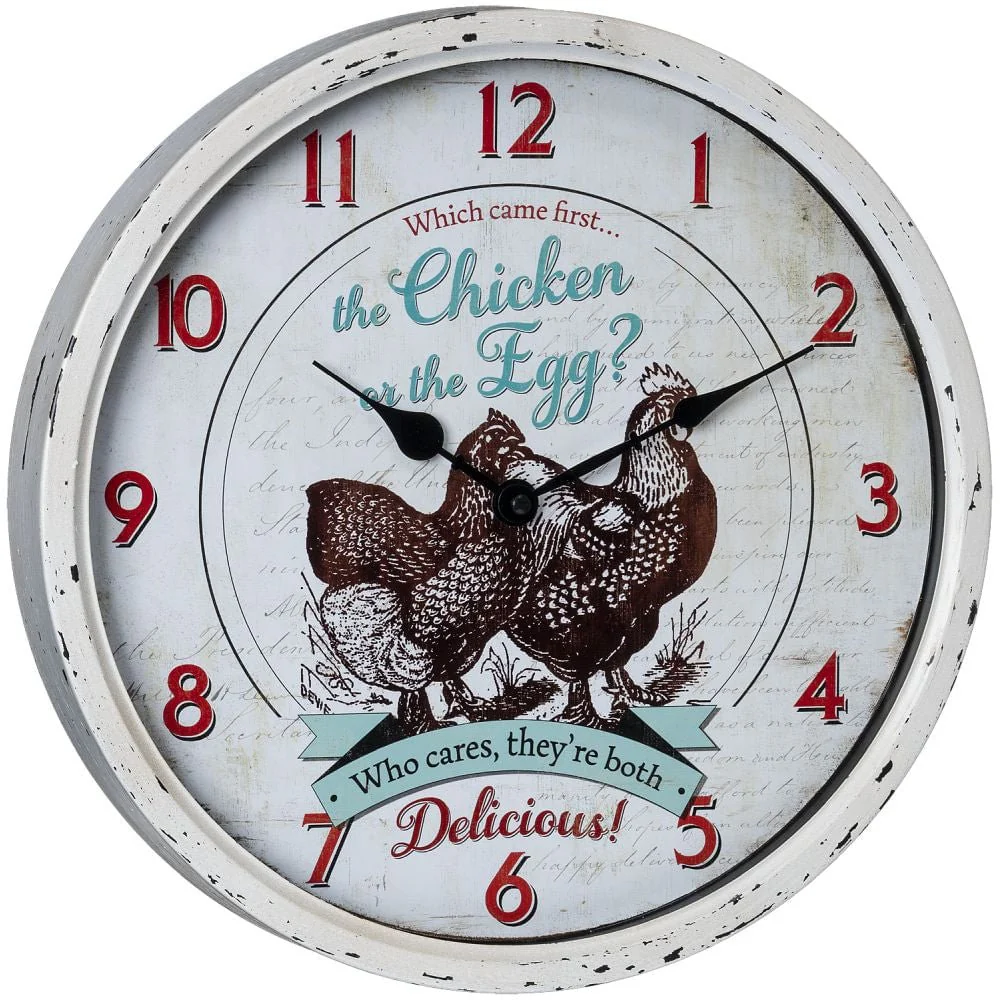Iron & Glass Chicken Wall Clock - Pet's Shop