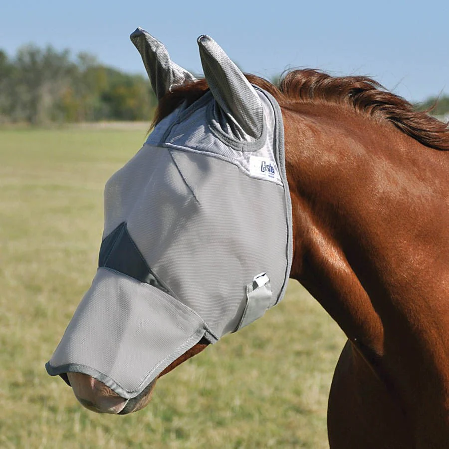 Cashel Crusader Long Horse Fly Mask with Ears, Gray - Pet's Shop