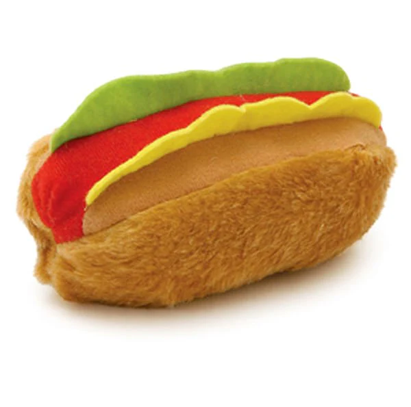 American Grill Time Plush Squeaker Dog Toys - Hamburger or Hot Dog - Pet's Shop