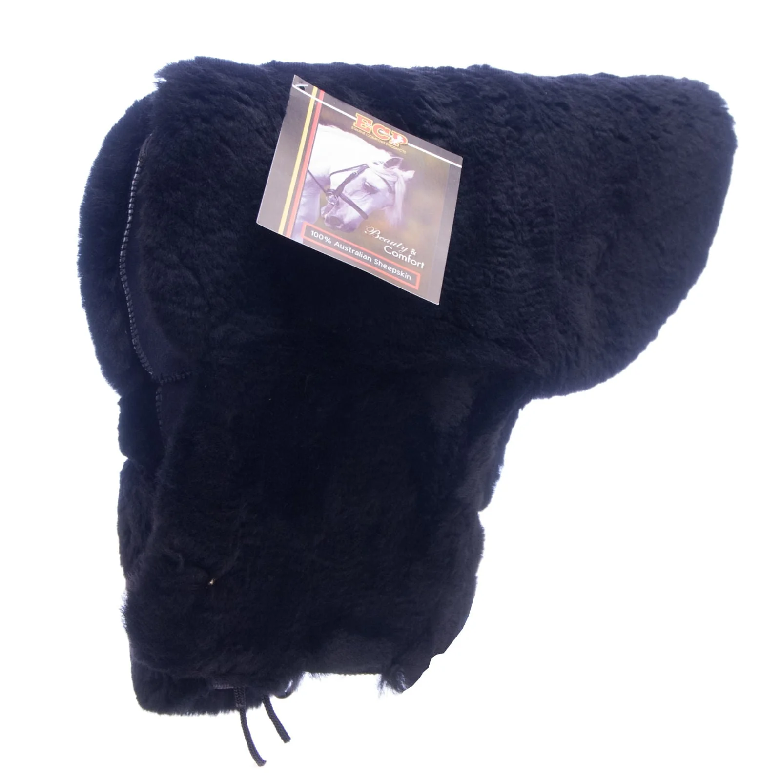 Merino Sheepskin Deluxe Western Seat Saver, Black Sheepskin - Pet's Shop