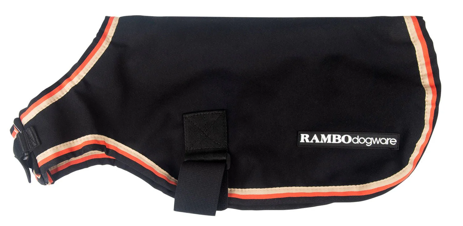 Rambo Waterproof Fleece Dog Coat, Black/Tan - Pet's Shop