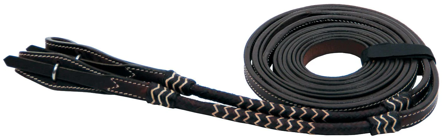 Buffalo Leather Rolled Rawhide Split Reins, 8 ft - Pet's Shop