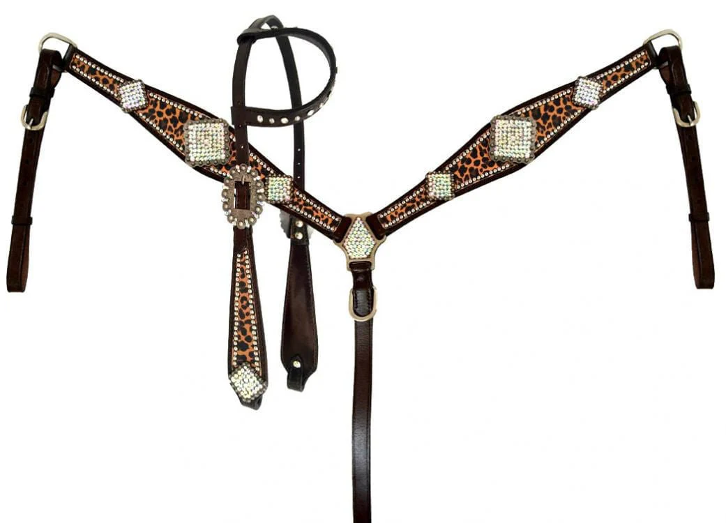 Showman Rhinestone Concho & Cheetah Tack Set - Pet's Shop