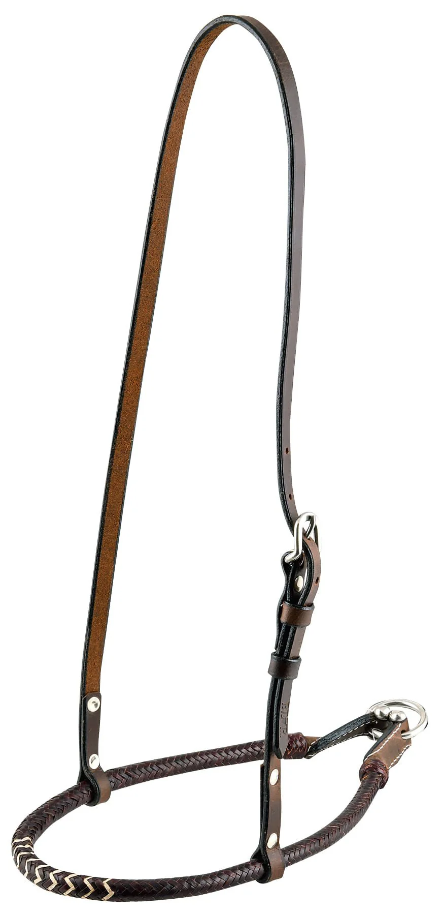 Buffalo Leather Rolled Rawhide Noseband for Horses w/ Stainless Steel Hardware - Pet's Shop