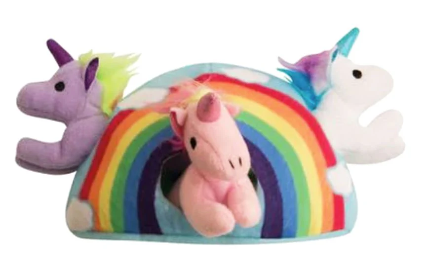 Snugarooz 4 Piece Hide & Seek Unicorn Rainbow Squeaker Dog Toy - Pet's Shop