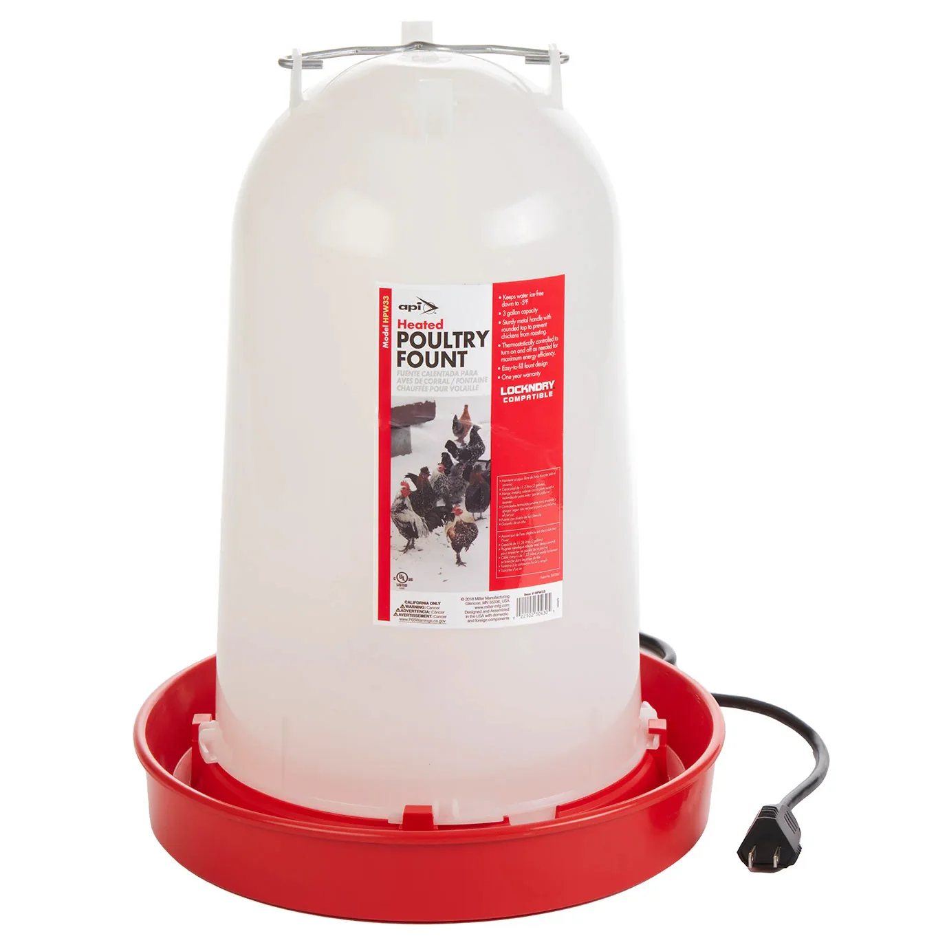 Allied Precision Heated Chicken Waterer, 3.3 gal - Pet's Shop