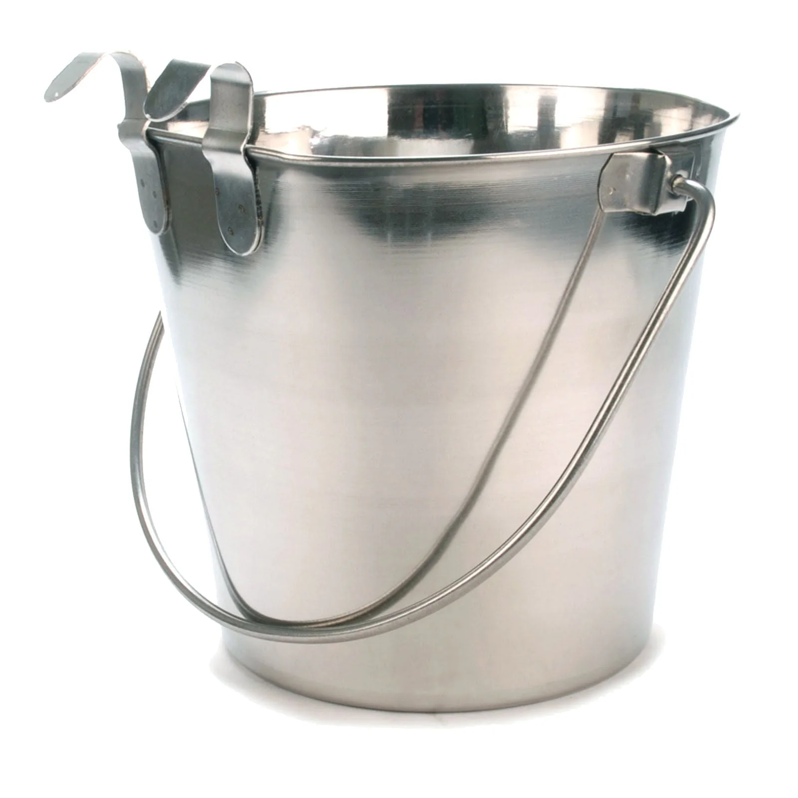 Flat-Sided Stainless Steel Pails with Hook & Handle - Pet's Shop