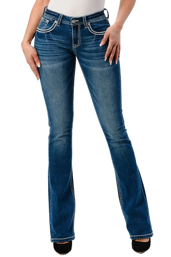 Grace in LA Americana Wing Embellished Mid Rise Bootcut Jeans - Pet's Shop