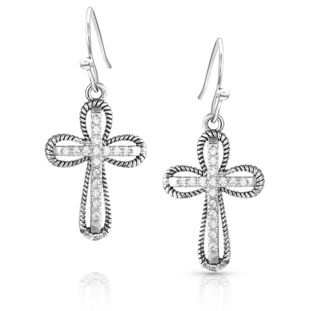 Expressive Faith Crystal Cross Earrings - Pet's Shop