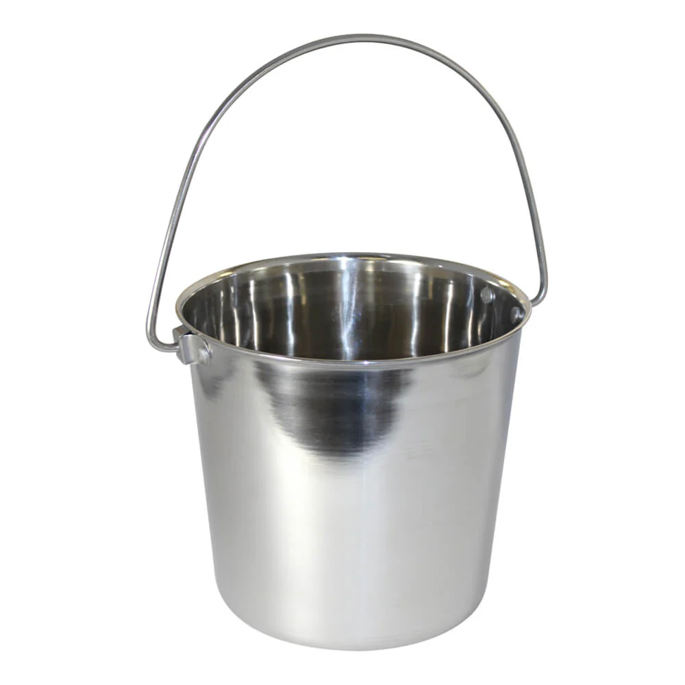 Stainless Steel Pail, Round with Rivets - Pet's Shop