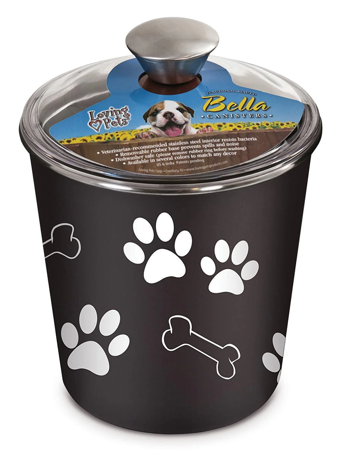 Loving Pets Bella Dog and Cat Treat Canister, Espresso - Pet's Shop
