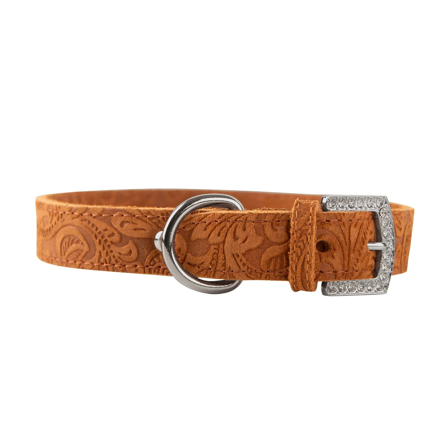 Crystal Buckle Made in USA Leather Dog Collar - Pet's Shop