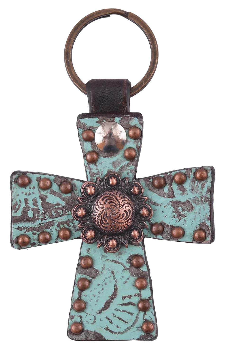 Circle Y Cross Key Chain, Turquoise - Pet's Shop