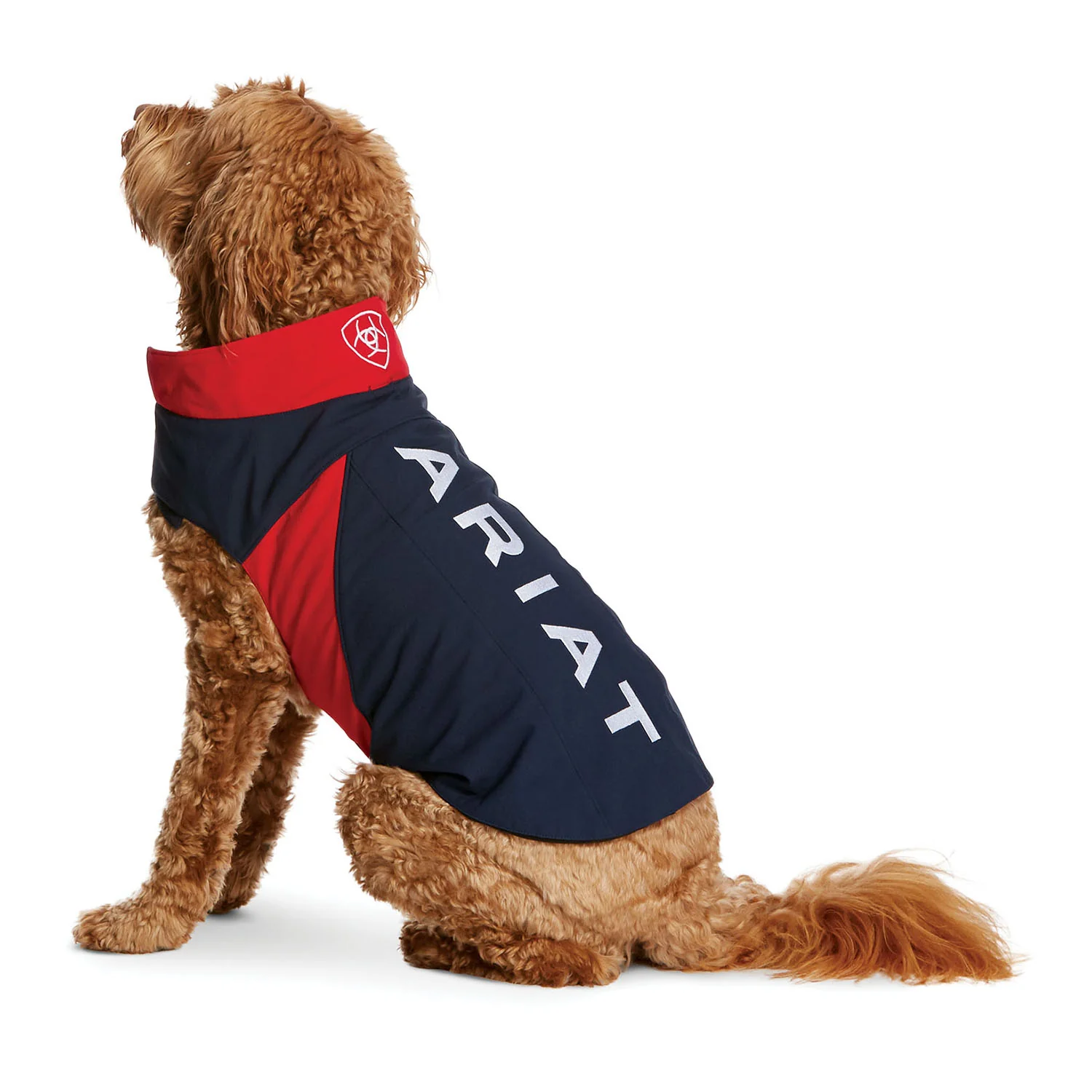 Ariat Team Softshell Dog Jacket, Navy/Red, Large - Pet's Shop