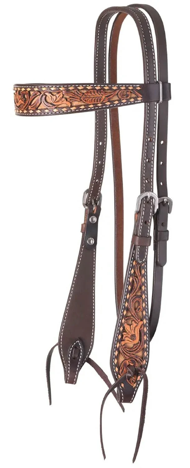 Circle Y Dusty Floral Browband Headstall, Full - Pet's Shop