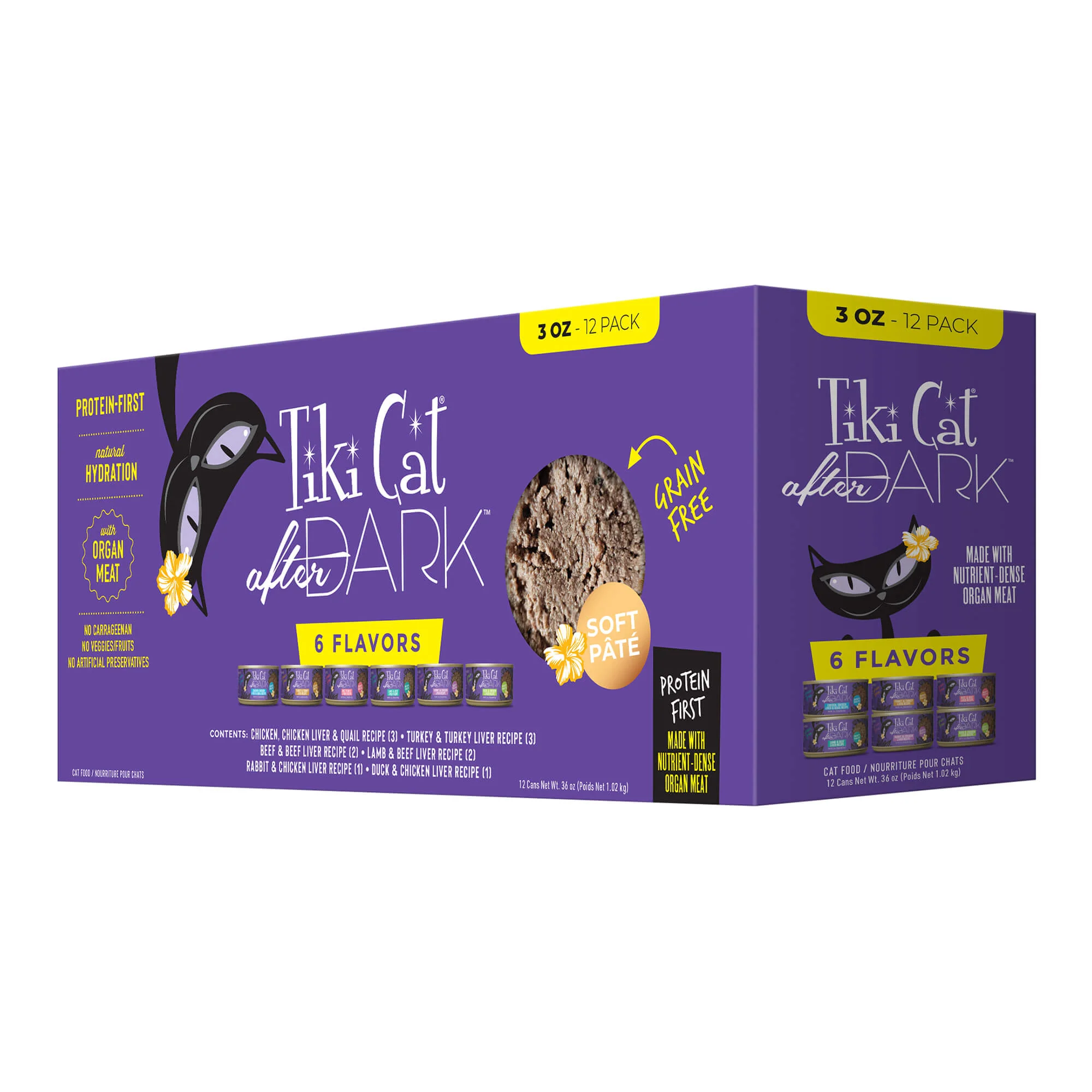 Tiki Cat After Dark Pate Wet Cat Food, Variety Pack, 3 oz Cans, 12 ct - Pet's Shop