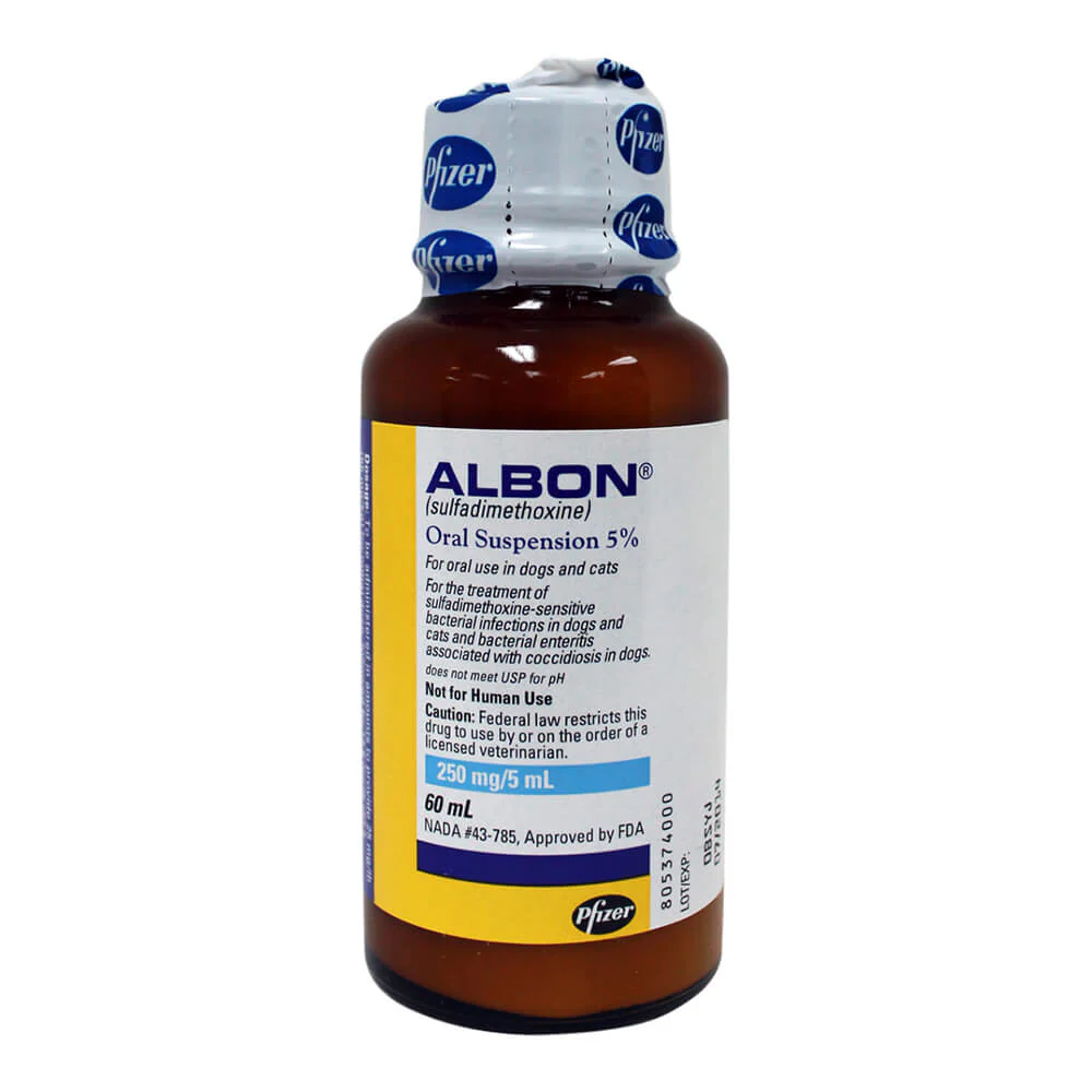 Rx Albon 5% (sulfadimethoxine) Oral Suspension for Dogs & Cats - Pet's Shop