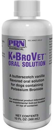 Rx K-BroVet (potassium bromide) Oral Solution for Dogs, 250mg x 10oz, Butterscotch-Vanilla - Pet's Shop