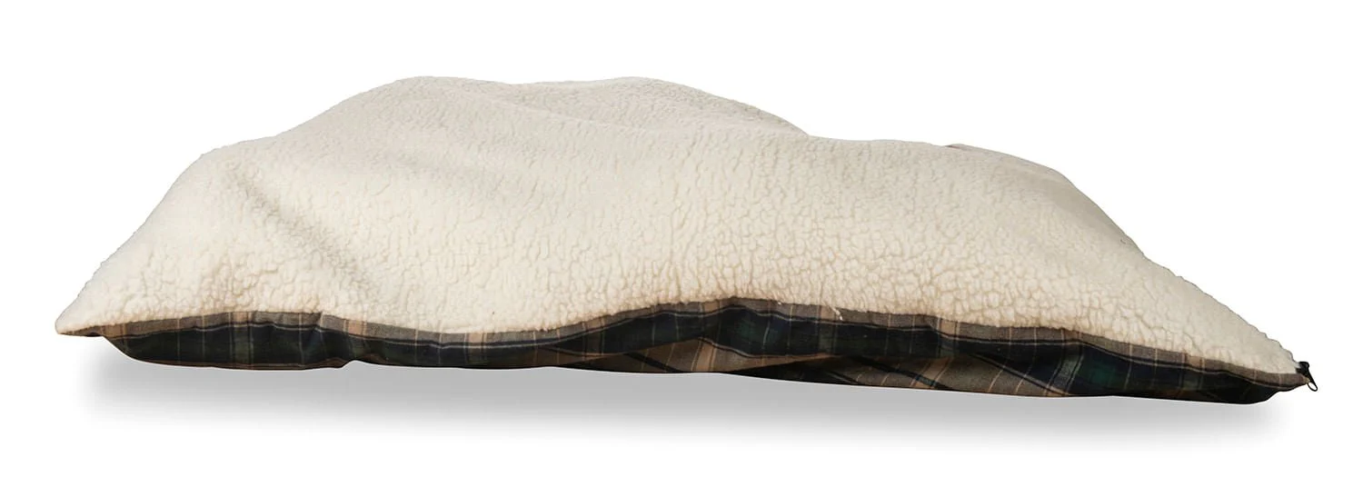 Flannel Sherpa Bed, Green Plaid - Pet's Shop