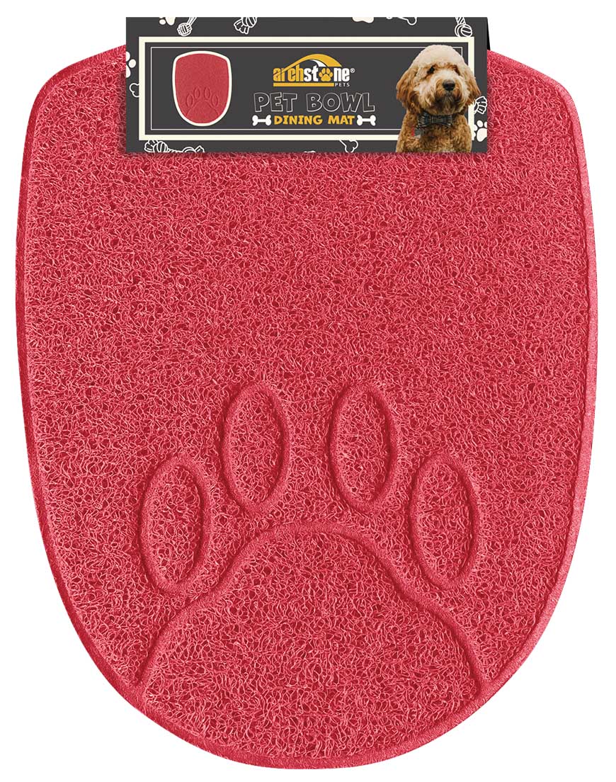 Pet Bowl Dining Mat Red Shield - Pet's Shop