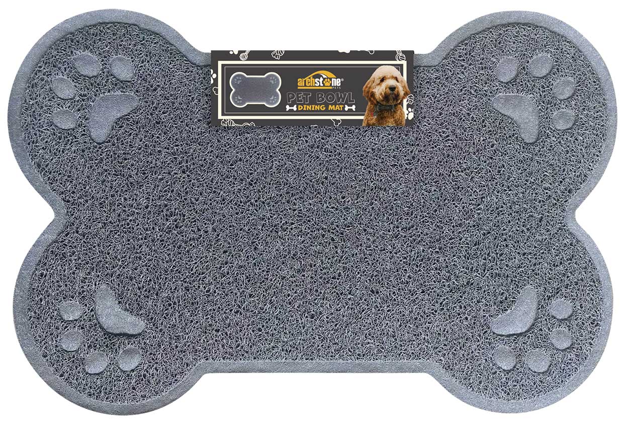 Pet Bowl Dining Mat Gray Bone - Pet's Shop