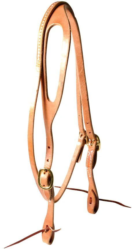 Berlin Leather Hermann Oak Shaped Ear Headstall with Throat Latch - Pet's Shop
