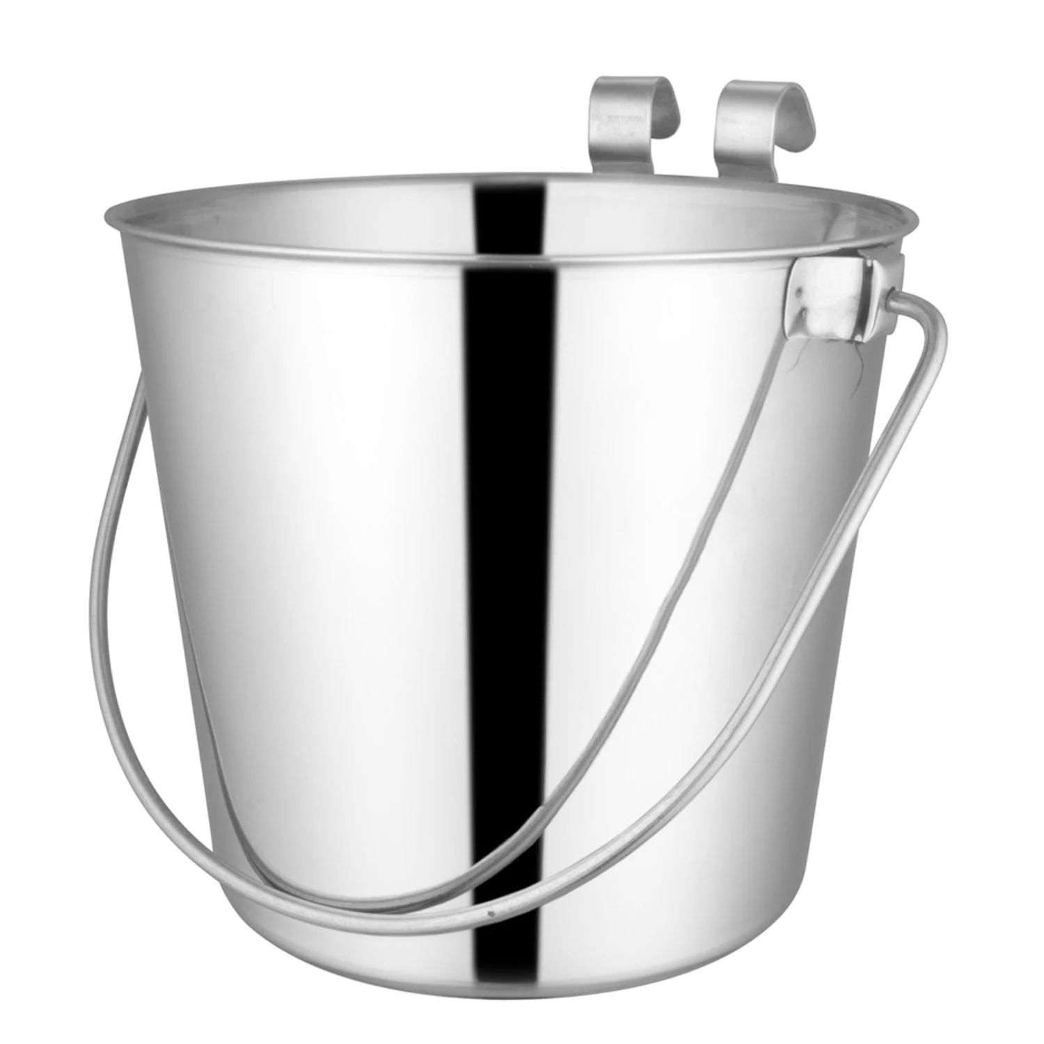 Flat-Sided Stainless Steel Pails with Hook & Handle - Pet's Shop