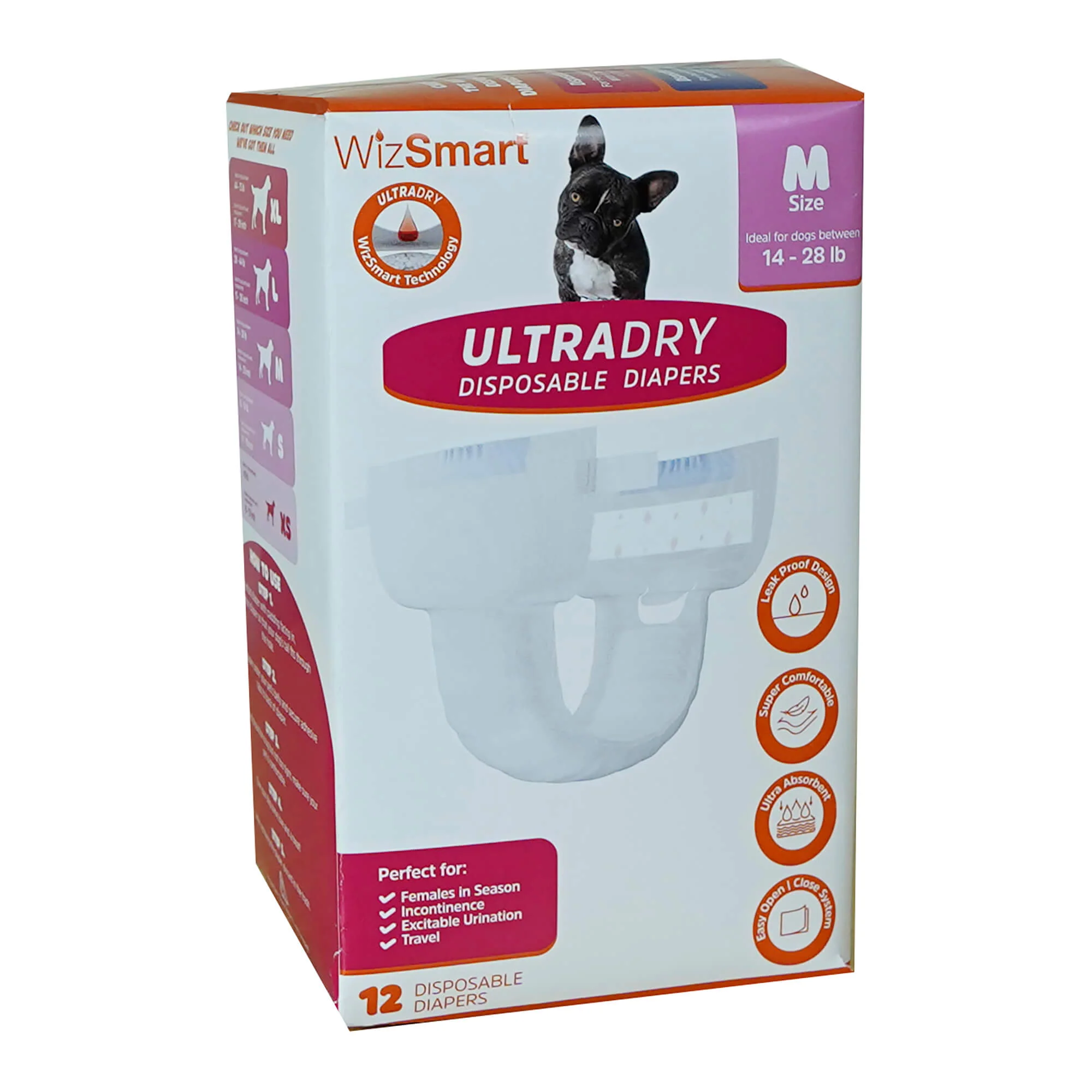 WizSmart UltraDry Disposable Diapers, 12 ct - Pet's Shop