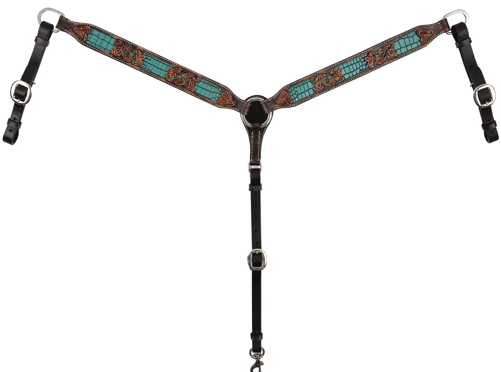 Circle Y Distressed Gator Breast Collar - Pet's Shop