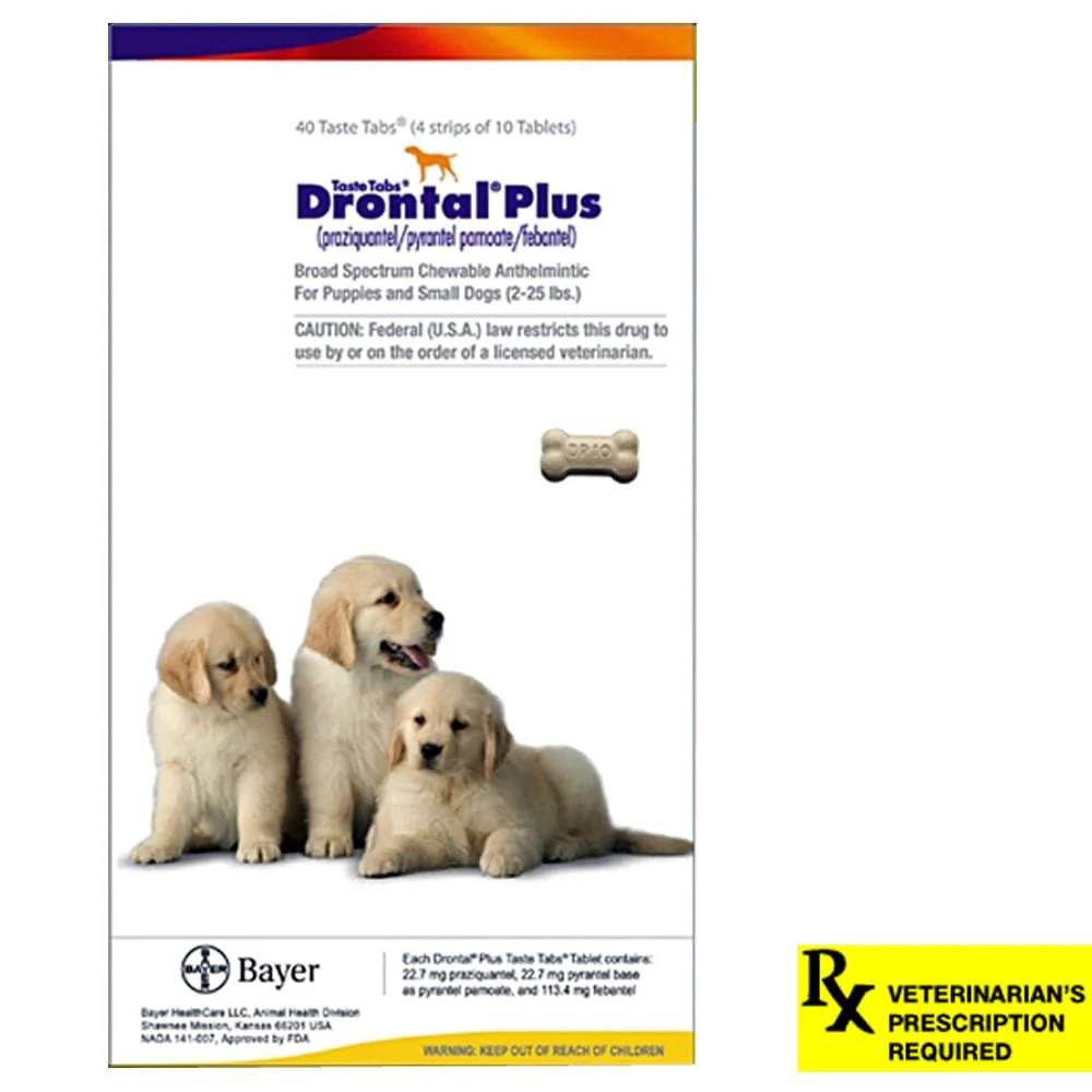 Rx Drontal Plus Taste Tablets Chewable Anthelmintic for Puppies & Small Dogs - Pet's Shop