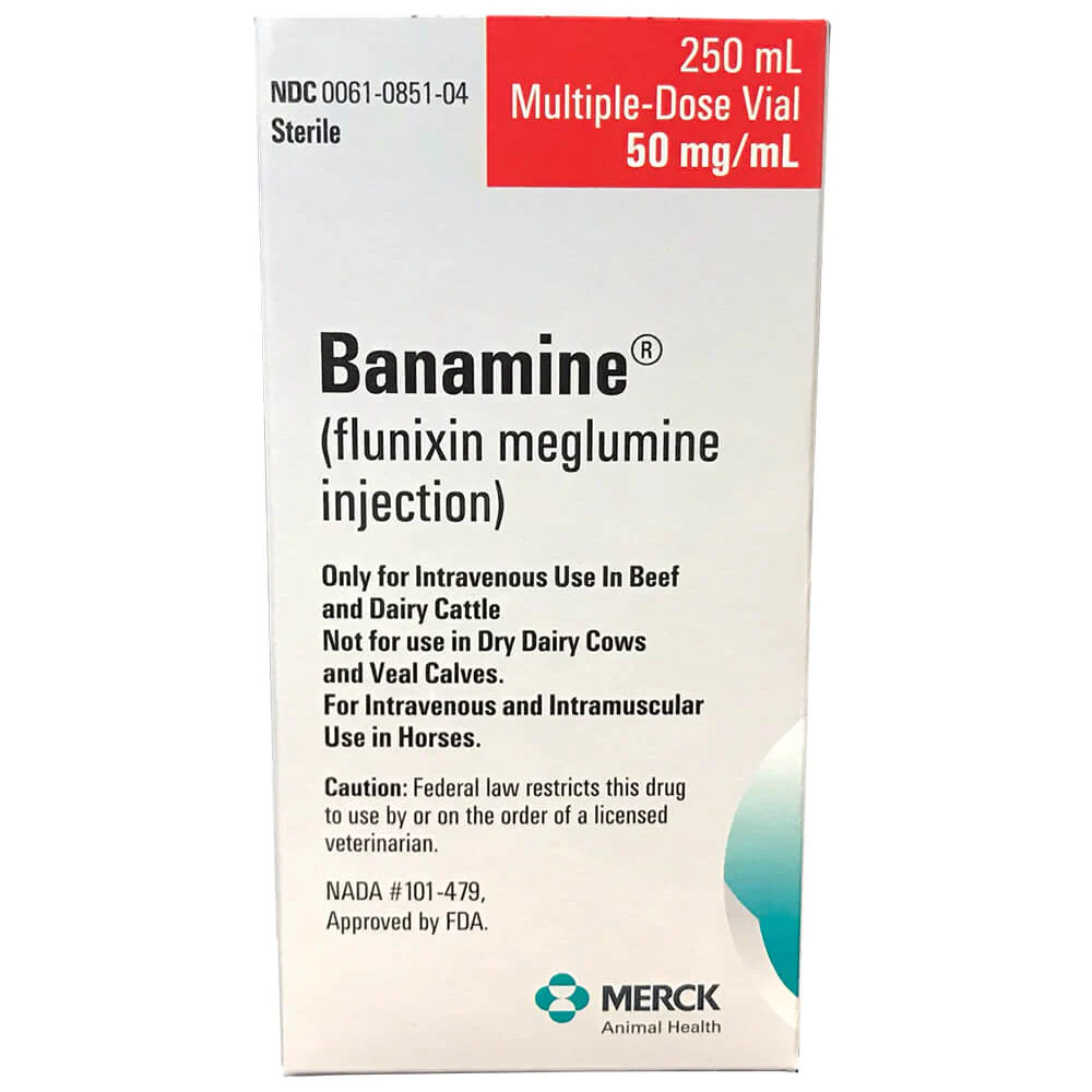 Rx Banamine (flunixin meglumine) Injection Solution, 50 mg/mL x 100 mL - Pet's Shop