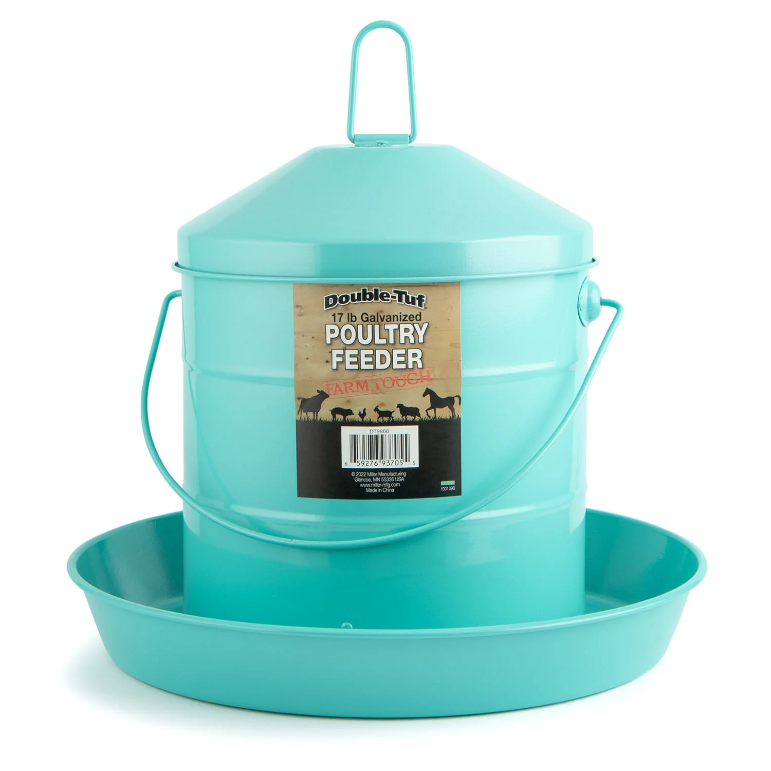 Double-Tuf 17 lb Painted Poultry Feeder, Seafoam Green - Pet's Shop