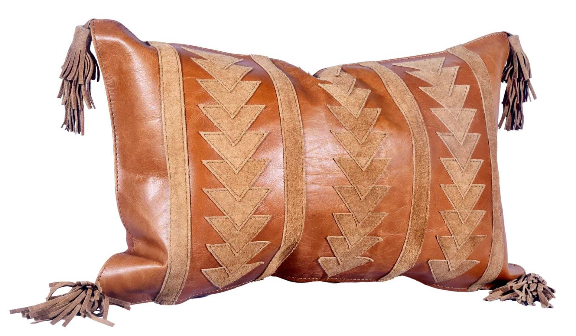Arrow Genuine Leather Tasseled Throw Pillow - Pet's Shop