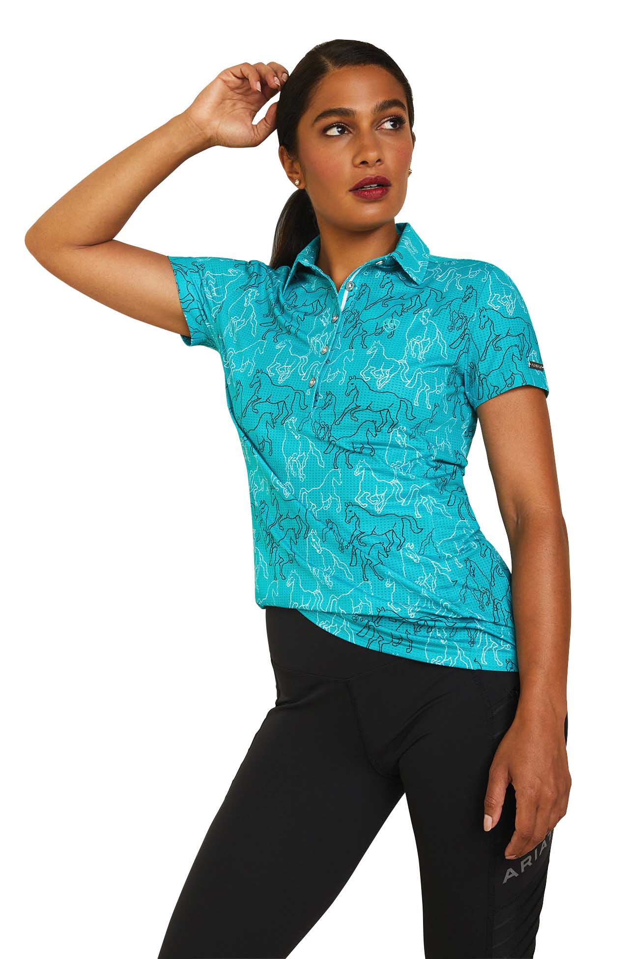 Ariat Women's Motif Polo, Viridian Green - Pet's Shop